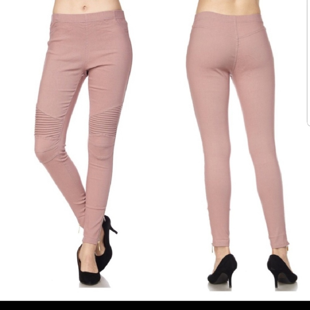 Mauve stretch moto leggings